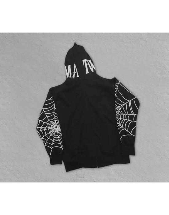 Kadın Bape Spider Baskılı Oversize Hırka - Siyah