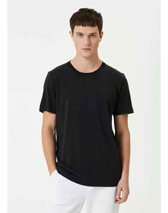 Unisex Basic Bisiklet Yaka Regular T-Shirt - Siyah