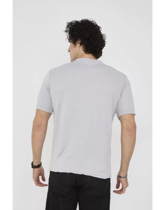 Unisex Bisiklet Yaka Slim fit T-Shirt- Boyalı Gri