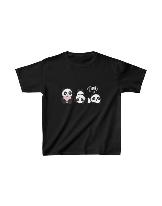 Unisex Çocuk Baskılı T-Shirt - Siyah