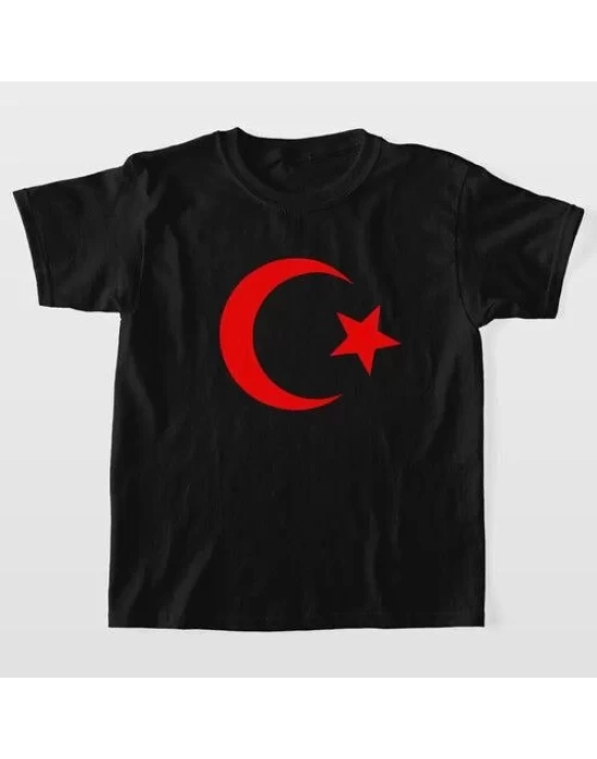 Unisex Çocuk Baskılı T-Shirt - Siyah