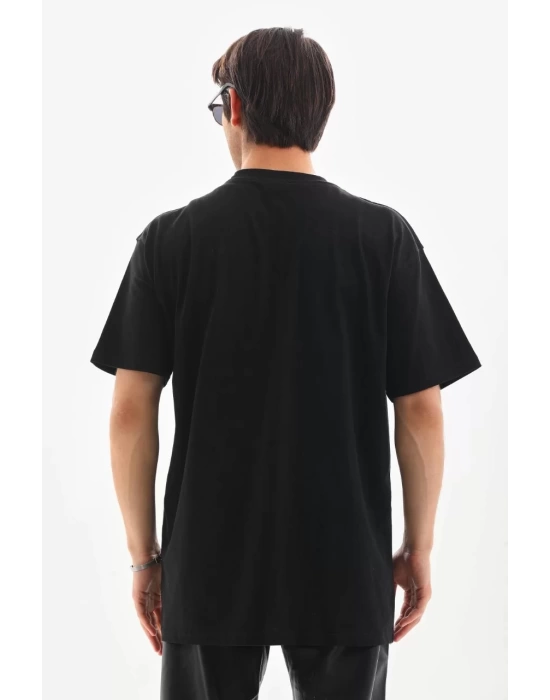 Unisex Oversize Kolye Dahil T-Shirt - Siyah