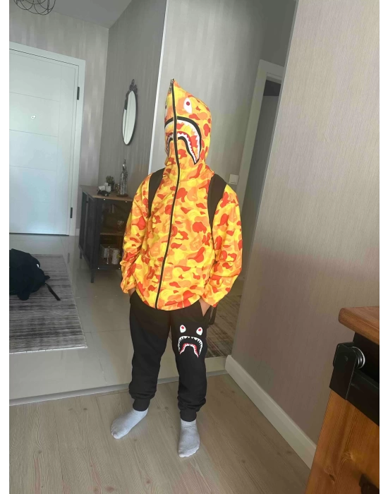 Unisex Pubg Bape x Shark Hoodie - Sarı