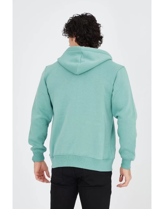 Unisex Tam Fermuarlı Kapşonlu  SweatShirt - Mint Yeşili