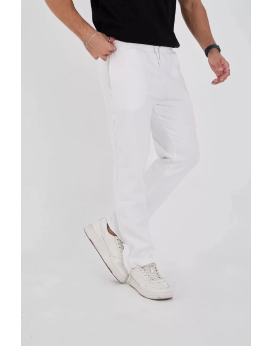 Unisex Üç İplik Basic Eşofman Pantolon - Beyaz