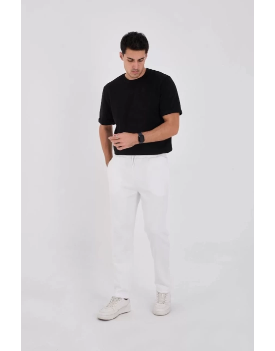 Unisex Üç İplik Basic Eşofman Pantolon - Beyaz