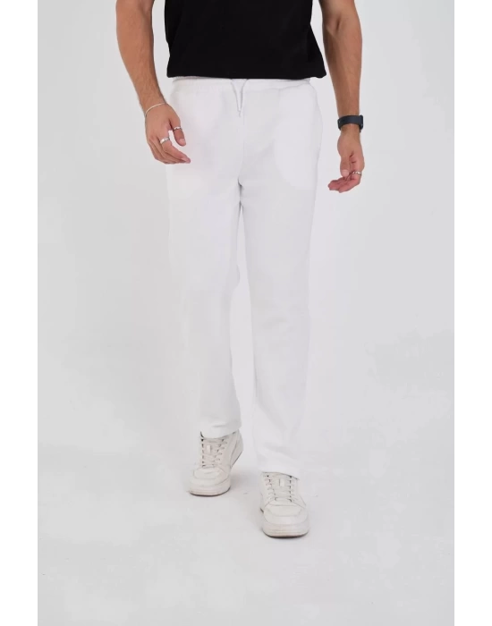 Unisex Üç İplik Basic Eşofman Pantolon - Beyaz