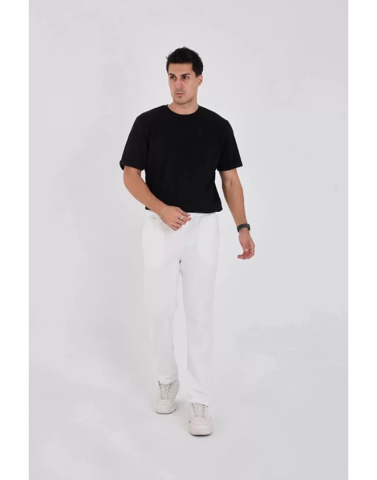 Unisex Üç İplik Basic Eşofman Pantolon - Beyaz