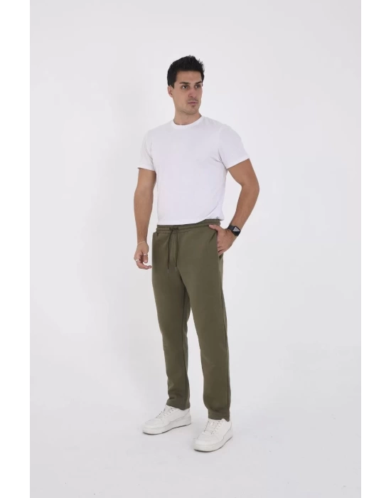 Unisex Üç İplik Basic Eşofman Pantolon - Haki