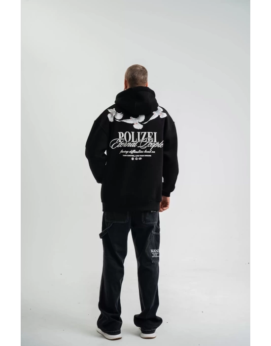 Unisex Uzun Kol Bisiklet Yaka Yıkamalı SweatShirt - Siyah