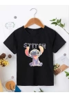 Bisiklet Yaka Kısa Kol Çocuk Baskılı T-Shirt - Siyah