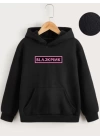 Çocuk Unisex Kapüşonlu Blackpink Baskılı Sweatshirt - Siyah