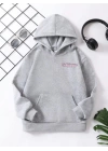 Çocuk Unisex Kapüşonlu Ön ve Arka California Baskılı Sweatshirt - Gri