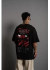 Erkek Sırt Baskılı A Kalite Oversize T-shirt - Siyah