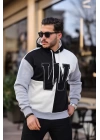 Erkek W Nakış İşlemeli Kapüşonlu Sweatshirt - Siyah