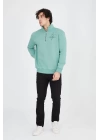 Erkek Yarım Fermuarlı Baskılı Sweat - Mint Yeşili