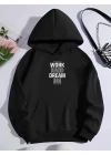 Kışlık Üç İplik Kapşonlu SweatShirt - Siyah