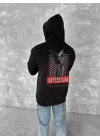 Oversize Üç İplik Kapşonlu SweatShirt - Siyah