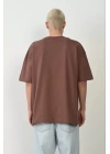 Unisex Basic Bisiklet Yaka Oversize T-Shirt - Mürdüm