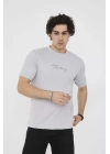 Unisex Bisiklet Yaka Slim fit T-Shirt- Boyalı Gri