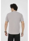 Unisex Bisiklet Yaka Slim fit T-Shirt- Boyalı Gri