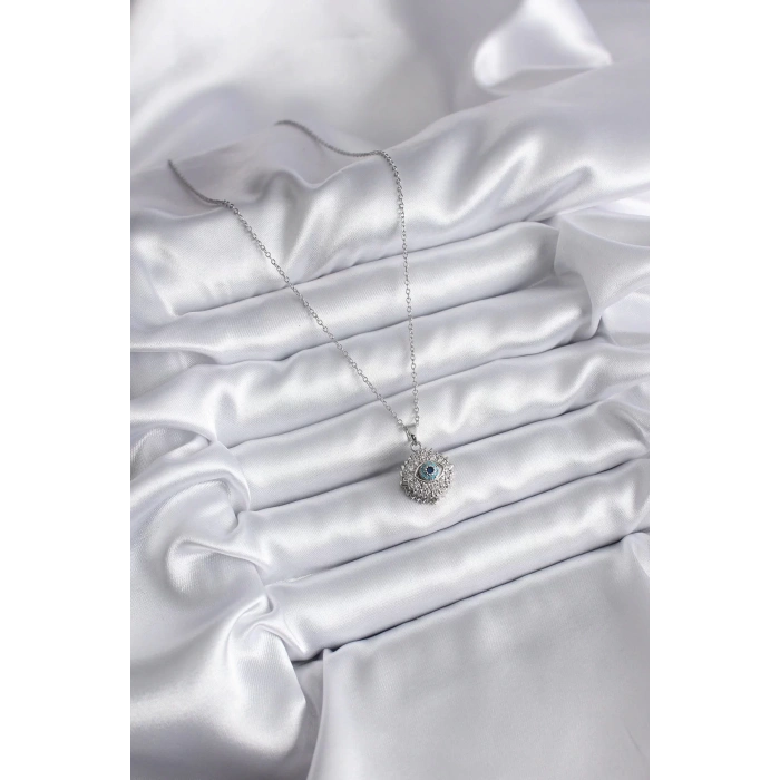 316L Çelik Gold Renk Zirkon Taşlı Göz Model Kadın Kolye