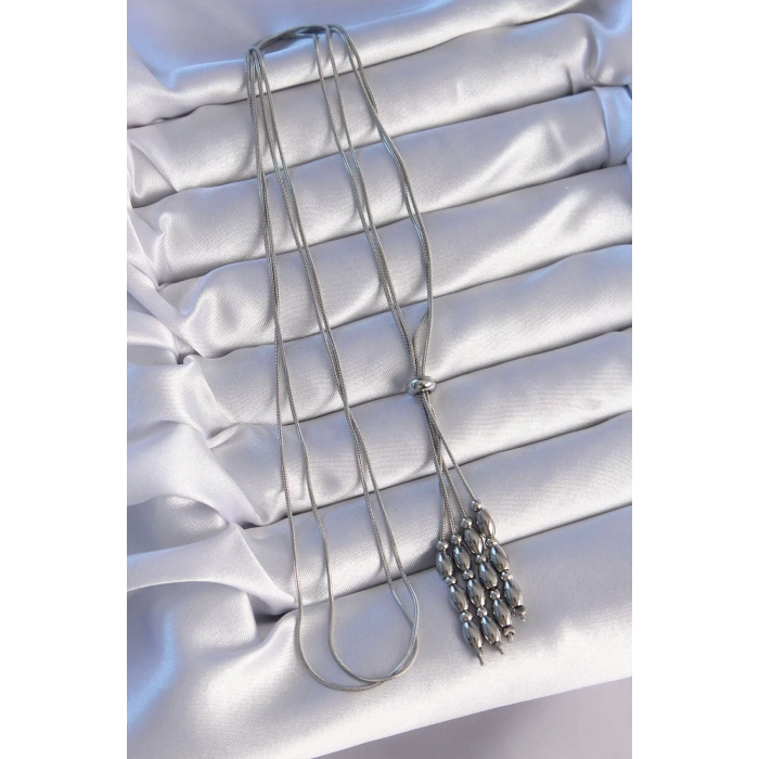 316L Çelik Gümüş Renk Boyu Ayarlanabilir Sallantılı Model Kolye