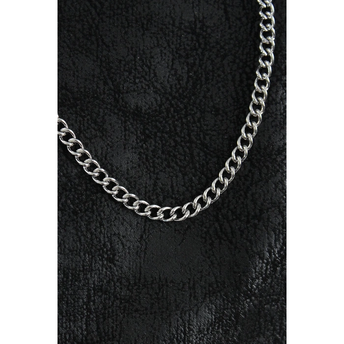 316L Çelik Klasik Oval Zincir Model Gümüş Renk Erkek Kolye