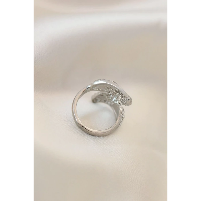 Ayarlamalı Silver Renk Metal Zirkon Taşlı Kanat Yüzük
