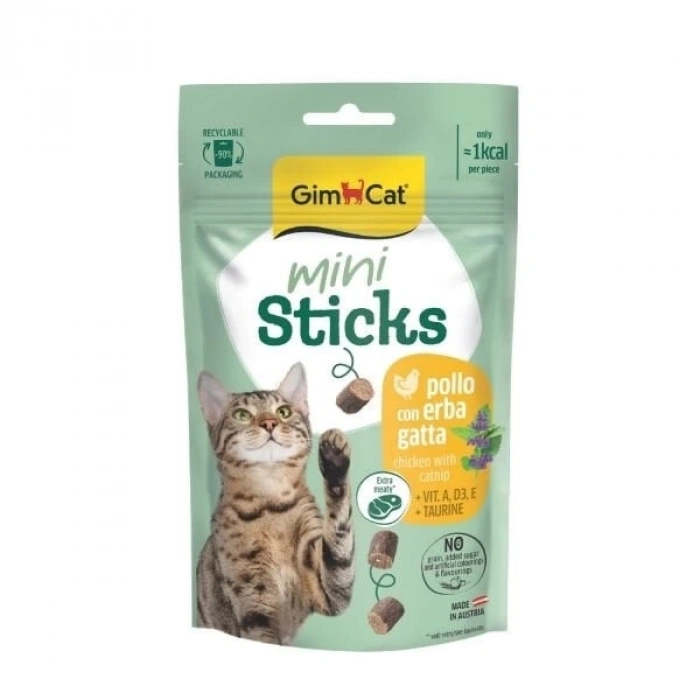 Gimcat Mini Sticks Kedi Otlu ve Tavuklu Kedi Ödül Maması 50 Gr