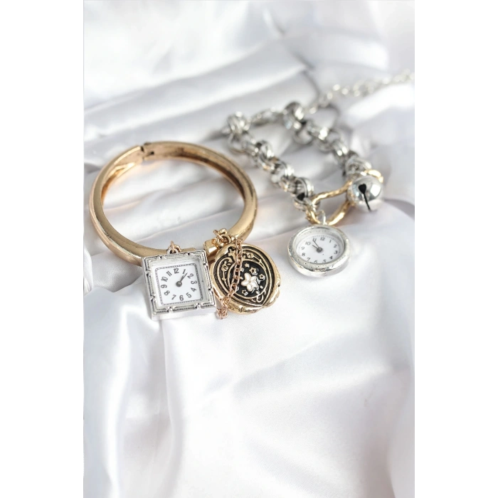 Gold ve Gümüş Renk Bileklik Kombini