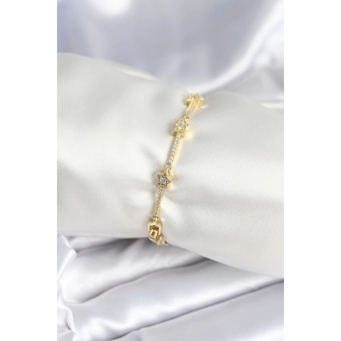 Pirinç Gold Renk Halley Yıldız Model Kadın Bileklik