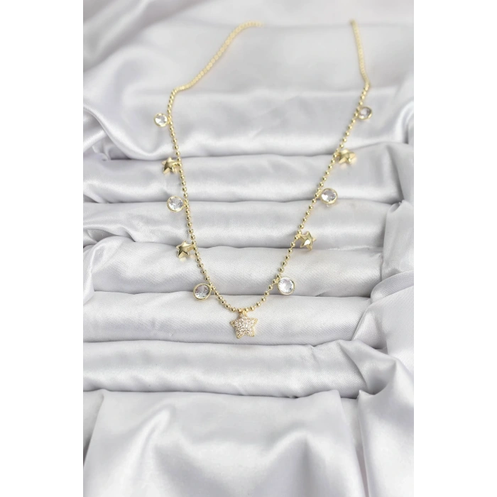 Pirinç Gold Renk Yıldız Model Kadın Kolye
