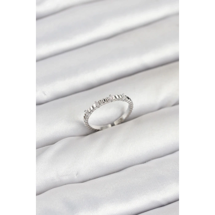 Pirinç Gümüş Renk Lazer Kesim Kadın Yüzük