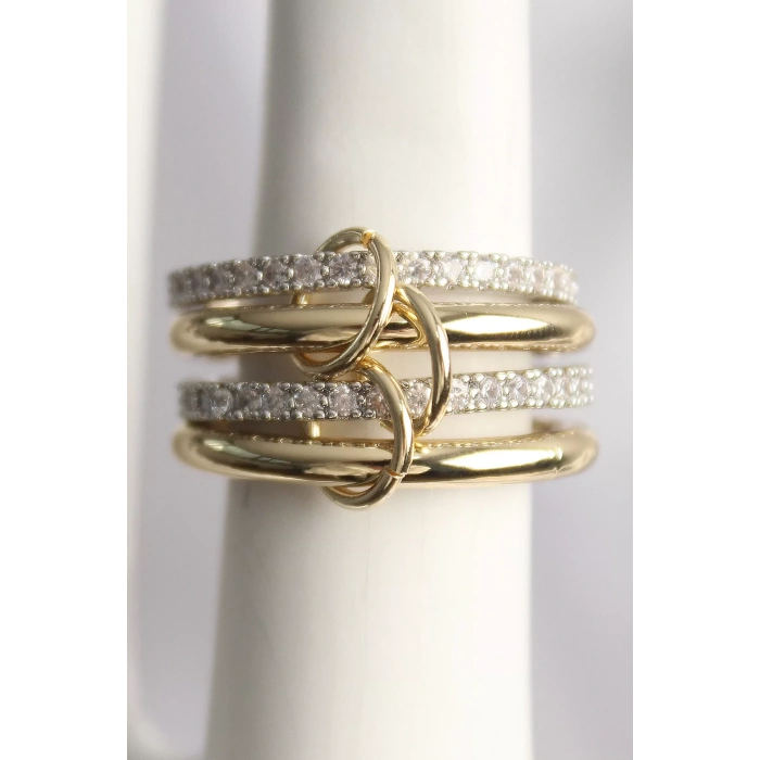 Pirinç Mix Renk Zirkon Taşlı 4Lü Kadın Yüzük