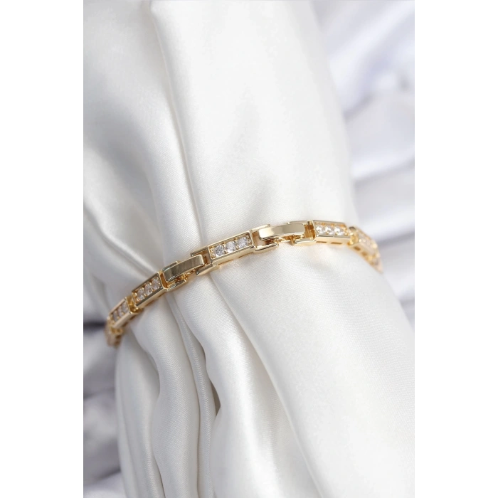Pirinç VIP Seri Gold Renk Parçalı Model Kadın Bileklik
