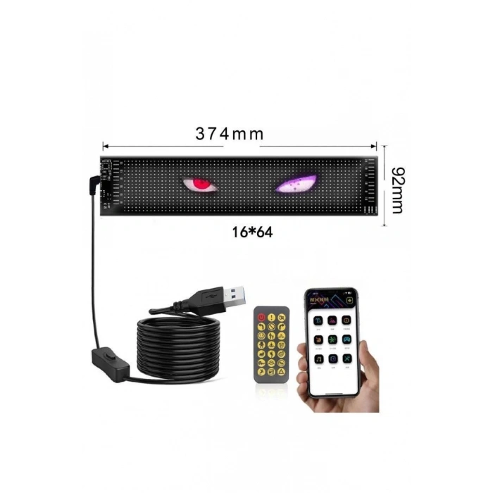 Rp937 Led Matrix Panel 16x64cm Telefon Kontrollü Kayar Led Animasyon Aydınlatma