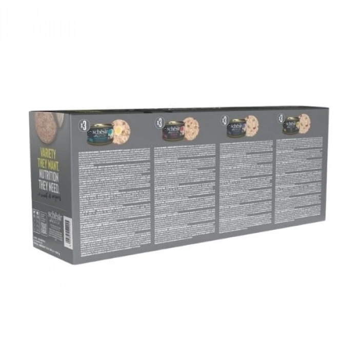 Schesir After Dark Pate Et Suyunda Karışık Lezzetler Yetişkin Konserve Kedi Maması 12 Adet 80 Gr