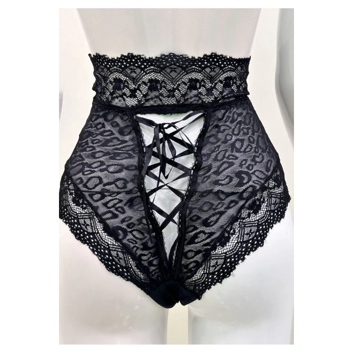 Siyah Dantelli Yüksek Bel Külot Venüs-k1013