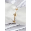 316L Çelik Gold Renk Beyaz ve Zirkon Taşlı Baby Boy Yonca Kadın Bileklik