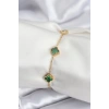 316L Çelik Gold Renk Yeşil Baby Boy Yonca Kadın Bileklik