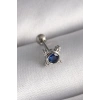316L Çelik Gümüş Renk Mavi Zirkon Taşlı Tragus Piercing