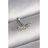 316L Çelik Gümüş Renk Zirkon Taşlı Çiçek Tragus Piercing