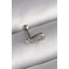 316L Çelik Gümüş Renk Zirkon Taşlı Kanat Tragus Piercing