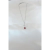 Gümüş Kaplama Kırmızı Gül Figürlü Kadın Kolye