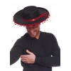 Kırmızı Ponponlu Siyah Renk Yetişkin İspanyol Şapkası