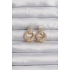 Pirinç Gold Renk Zirkon Taşlı Oval Form Küpe