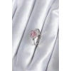 Pirinç Gümüş Renk Pembe Zirkon Taşlı Charm Model Kadın Yüzük