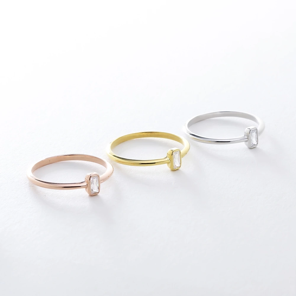 0.10 CT Beyaz Topaz & Baget Yüzük