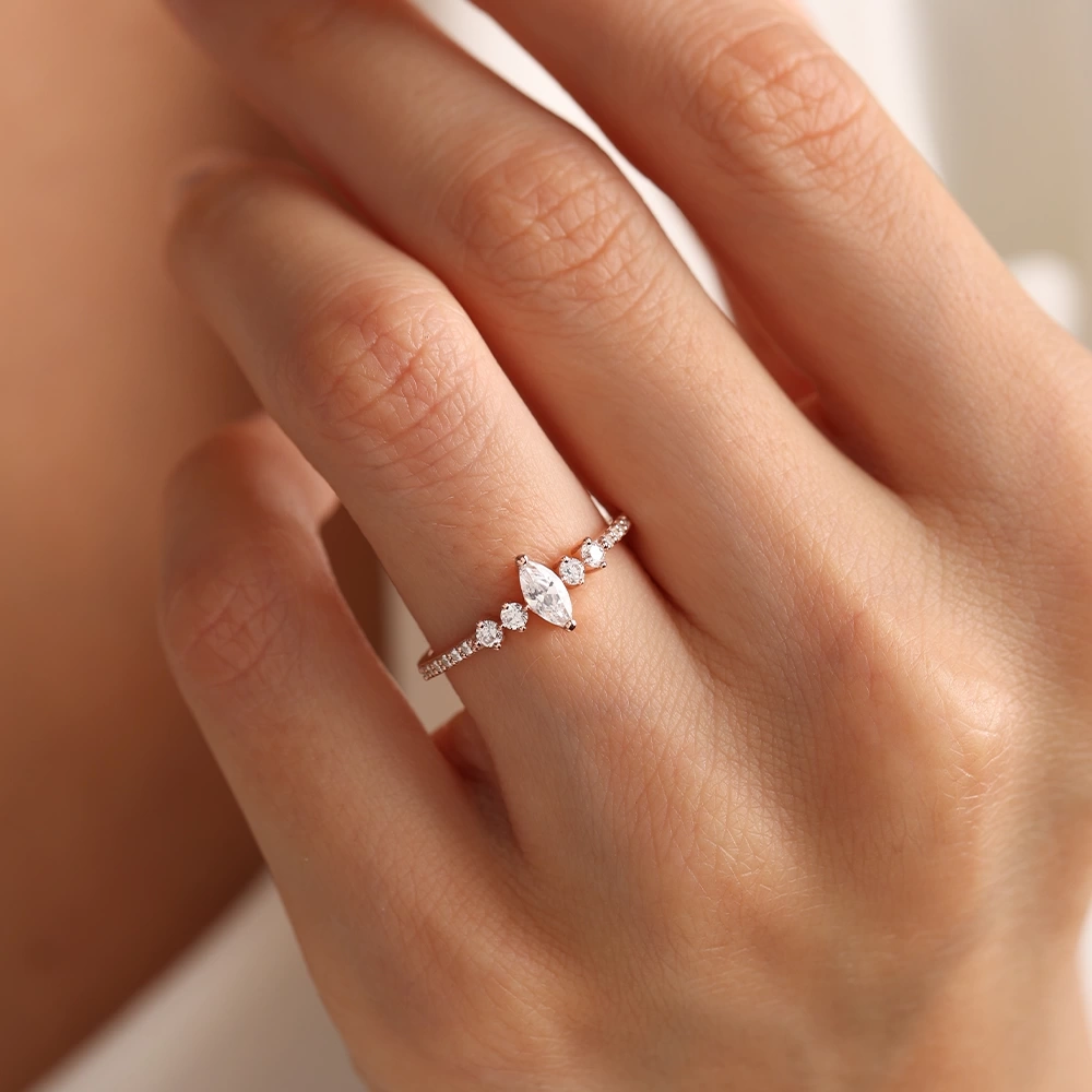 0.35 CT Markiz Pırlanta Yüzük